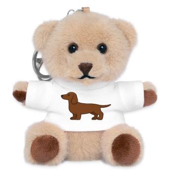 Brown Dachshund Silhouette - Teddy Keyring - white - Front