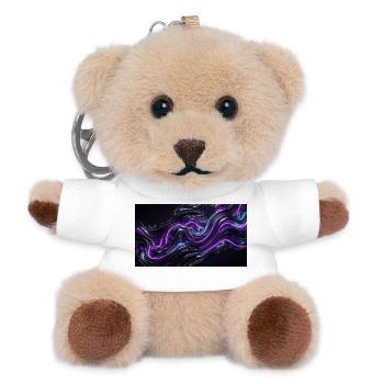 Абстрактные черные волны с неоновыми фиолетовыми и - Teddy Keyring - white - Front