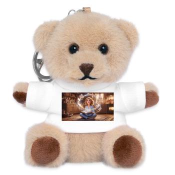 Magic of Reading: Girl with Flying Books in a Cozy - Teddy Keyring - white - Front