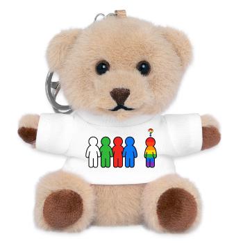 Anders und Stolz Regenbogen Grafik - Teddy Keyring - white - Front