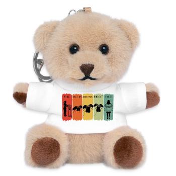 Retro Strickschritte Windanschlag Rechts rechts rechts - Teddy Schlüsselanhänger - Weiß - Vorne