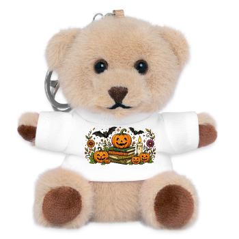 Vintage-Bücherstapel-Lesebücher zu Halloween - Teddy Schlüsselanhänger - Weiß - Vorne