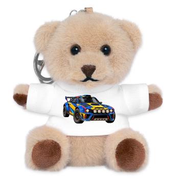 Rallye Farbexplosion Rallyauto - Teddy Schlüsselanhänger - Weiß - Vorne