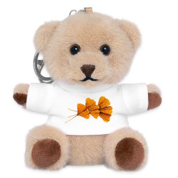 Herbstginkgo Blätter Muster - Teddy Schlüsselanhänger - Weiß - Vorne