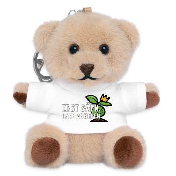 Erste Aussaat Geschenk für Kleingarten-Neulinge - Teddy Schlüsselanhänger - Weiß - Vorne
