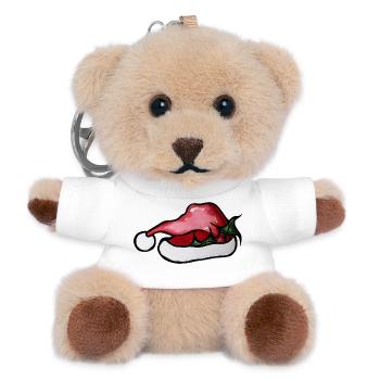 Crimson Lip Weihnachtsmannhut-Kunstwerk - Teddy Schlüsselanhänger - Weiß - Vorne