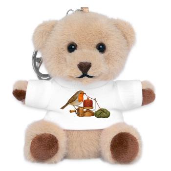 Rotkehlchen wickelt Garn - Teddy Schlüsselanhänger - Weiß - Vorne