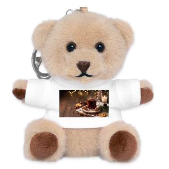 Rustikaler Glühweinzauber - Teddy Schlüsselanhänger - Weiß - Vorne