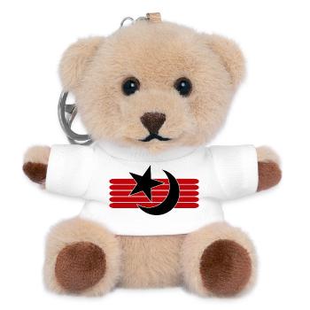 Baby Mond Sterne Schlafen Motive Süßer Strampler - Teddy Schlüsselanhänger - Weiß - Vorne