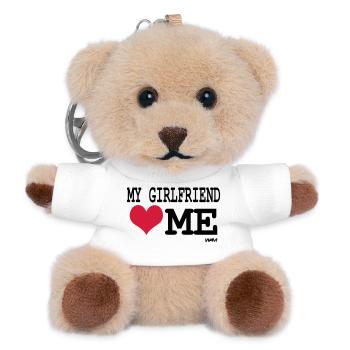 my girlfriend loves me by wam - Teddy Keyring - white - Front