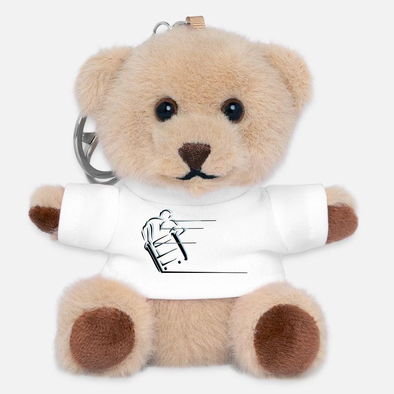 Fauteuil roulant sport vitesse - Porte-clés ourson - blanc