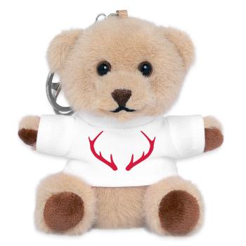 Geweih Hirsch Rentier Geschenk - Teddy Schlüsselanhänger - Weiß - Vorne