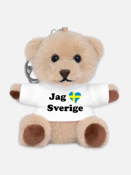 Jag älskar Sverige - J'aime la Suède - Porte-clés ourson - blanc