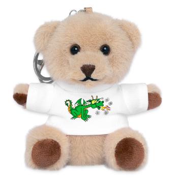 Grüner Drache - Teddy Schlüsselanhänger - Weiß - Vorne