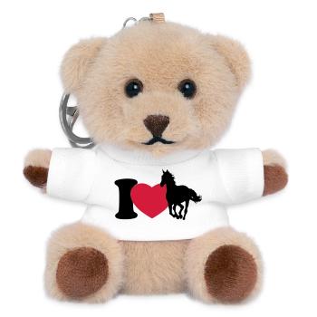 I love horses - J'adore les chevaux - Porte-clés ourson - blanc - Devant