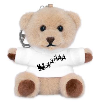Weihnachtsmann mit Rentierschlitten - Teddy Schlüsselanhänger - Weiß - Vorne