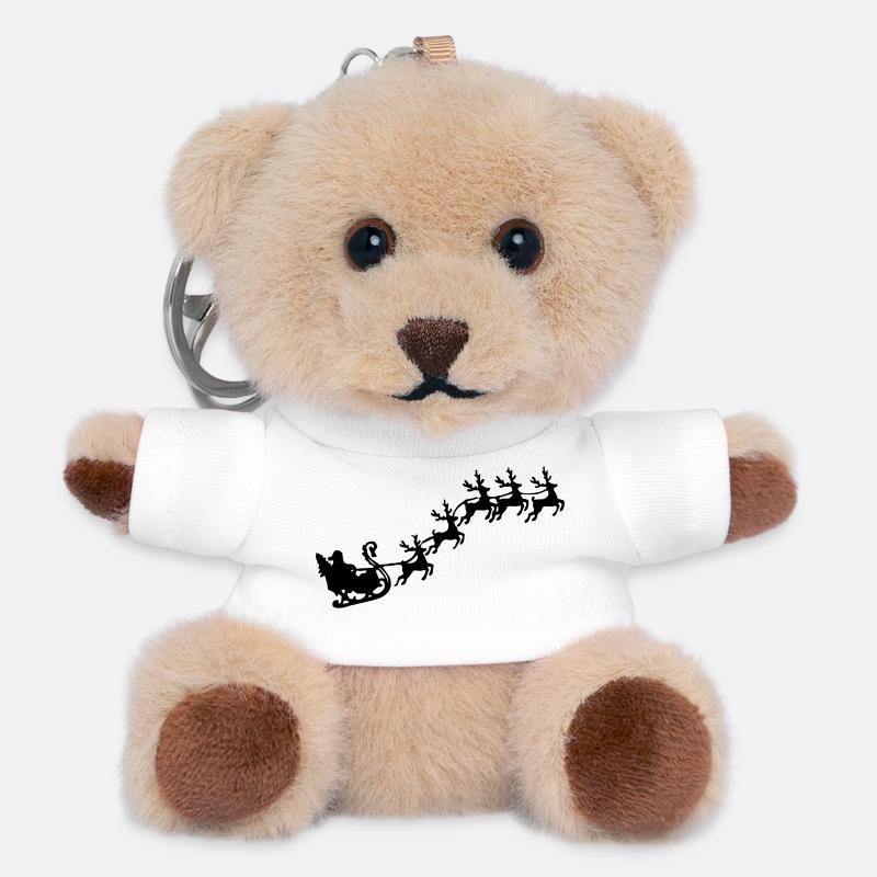 Weihnachtsmann mit Rentierschlitten - Teddy Schlüsselanhänger - Weiß