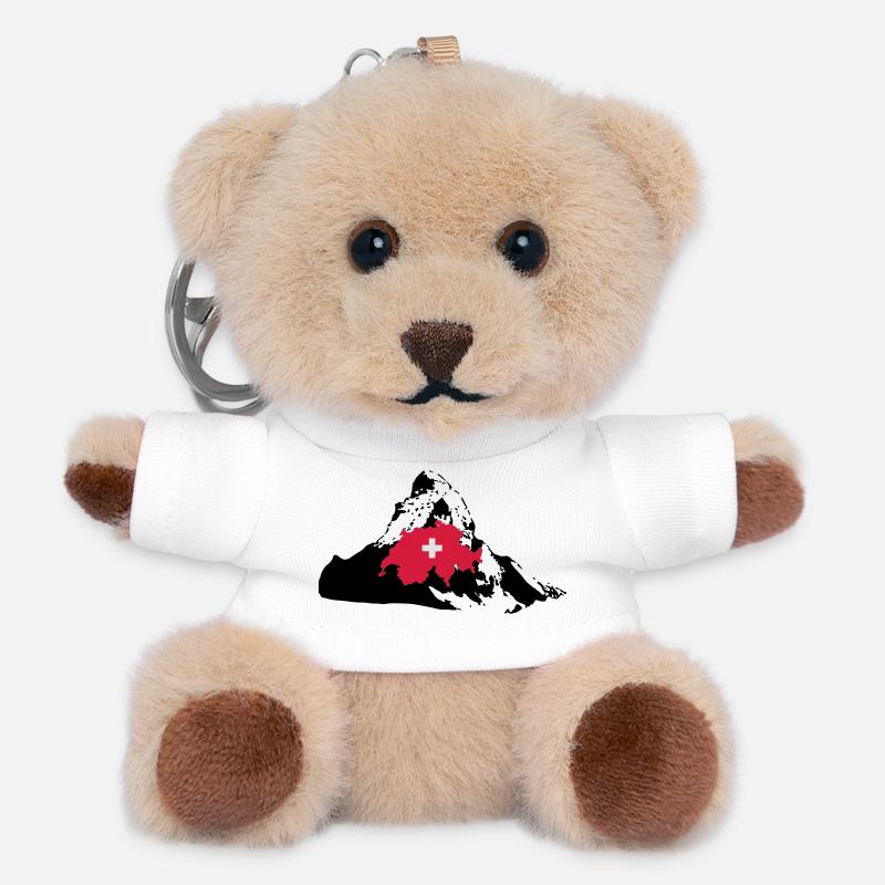 Schweiz / Matterhorn - Teddy Schlüsselanhänger - Weiß