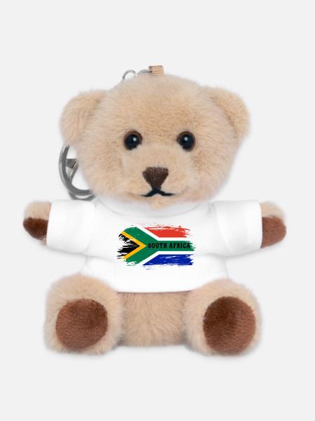 South Africa Flag / Gift Cape Town Johannesburg - Teddy Keyring - white