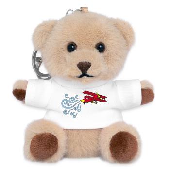 Vintage Flugzeug - Teddy Schlüsselanhänger - Weiß - Vorne
