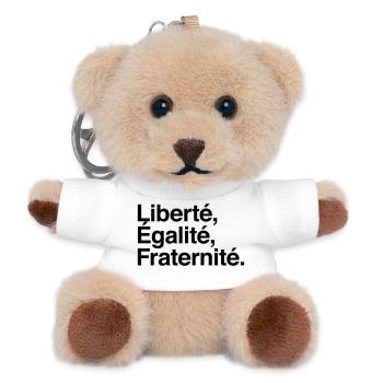 Liberté Egalité Fraternité - Devise République - Porte-clés ourson - blanc - Devant