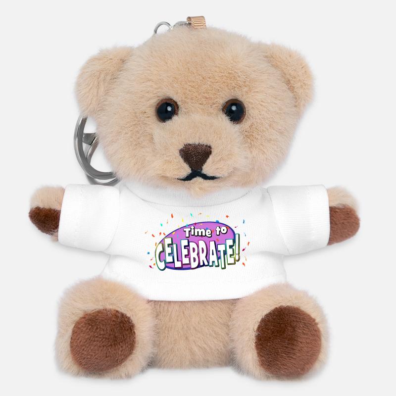 Festive Confetti Explosion - Teddy Keyring - white