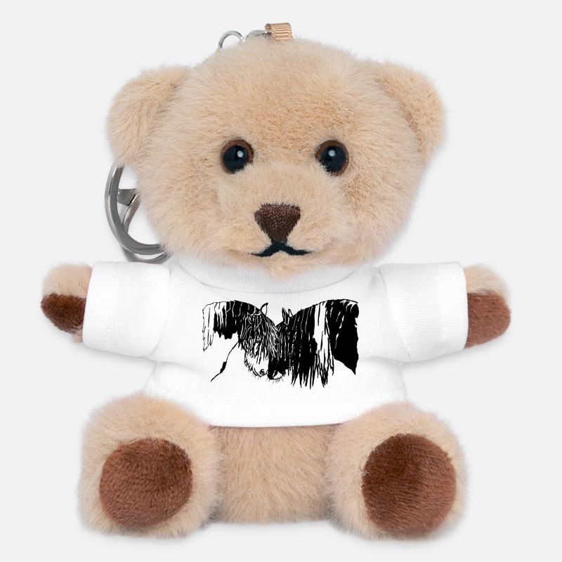 wunderschöne Tinker Reiten Pferde  - Teddy Schlüsselanhänger - Weiß