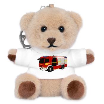 Feuerwehrauto Grafikstil - Teddy Schlüsselanhänger - Weiß - Vorne