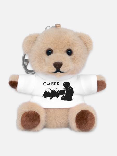 Schach - Bauer und König - Teddy Schlüsselanhänger - Weiß