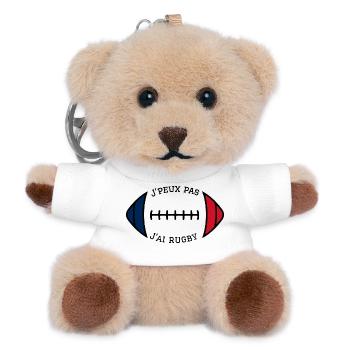 J peux pas j ai rugby - Porte-clés ourson - blanc - Devant