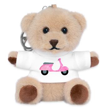 Scooter Fluffy Plush Vintage Girl Girl Fun - Teddy Keyring - white - Front