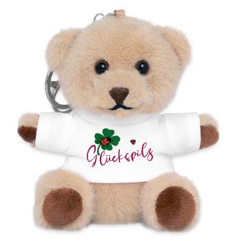 Lucky mushroom, cloverleaf, ladybug - Teddy Keyring - white - Front