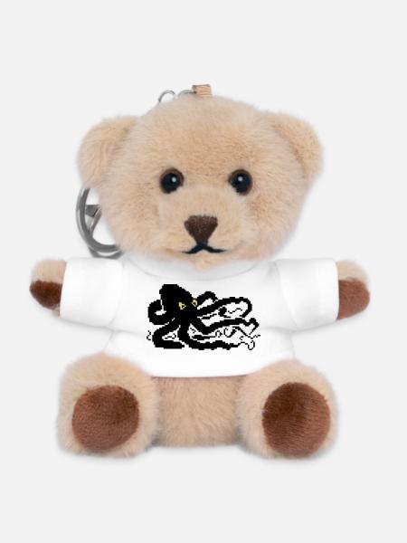 8bit pixel octopus - Teddy Keyring - white