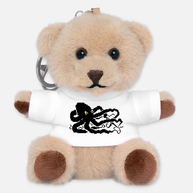 8bit pixel octopus - Teddy Schlüsselanhänger - Weiß