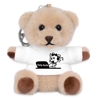 Help desk secretary with microphone and headset - Teddy Keyring - white - Front