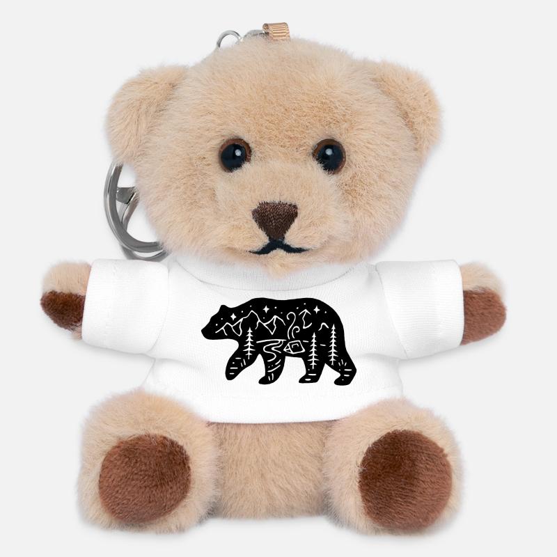 Ours noir totem de la nature - Porte-clés ourson - blanc