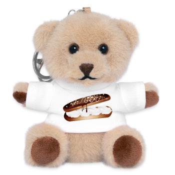 Illustration eines gefüllten Eclairs mit Sahne - Teddy Schlüsselanhänger - Weiß - Vorne