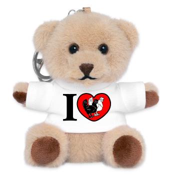 Heart chickens love - Teddy Keyring - white - Front