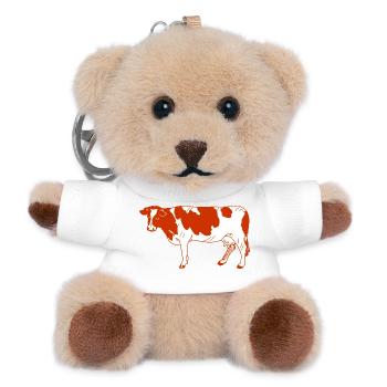 Kuhrotes Fell schaut zur Seite - Teddy Schlüsselanhänger - Weiß - Vorne