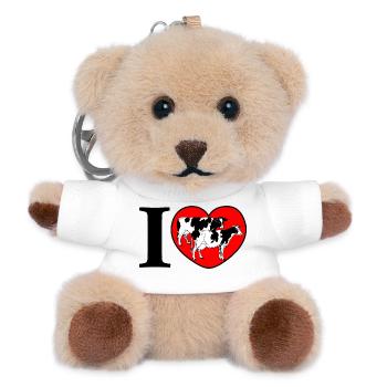 Schwarze und weiße Kühe im Herzen - Teddy Schlüsselanhänger - Weiß - Vorne