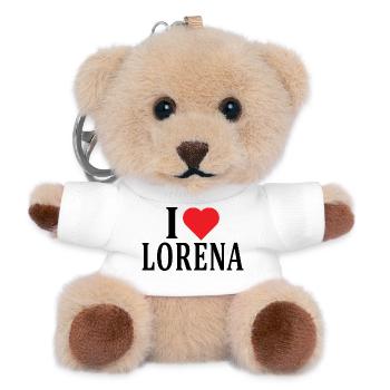 Name T-Shirt I love Lorraine T-Shirt Geschenkidee - Teddy Schlüsselanhänger - Weiß - Vorne