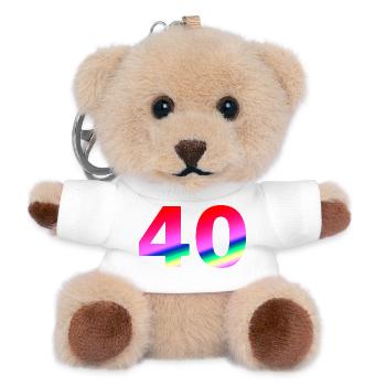 geburtstagsgeschenk, 40 Pinktöne - Teddy Schlüsselanhänger - Weiß - Vorne