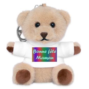 MAMAN. FÊTE DES MÈRES. BONNE FÊTE MAMAN. JE T'AIME - Porte-clés ourson - blanc - Devant