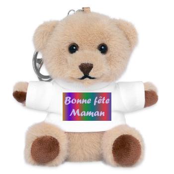 FÊTE DES MÈRES. BONNE FÊTE MAMAN. MAMAN. JE T'AIME - Porte-clés ourson - blanc - Devant