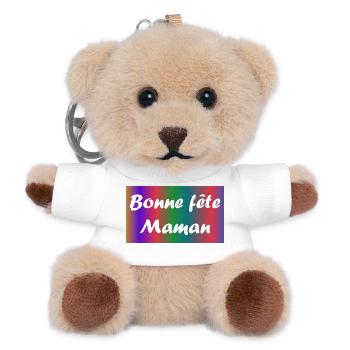 FÊTE DES MÈRES. BONNE FÊTE MAMAN. MAMAN. JE T'AIME - Porte-clés ourson - blanc - Devant