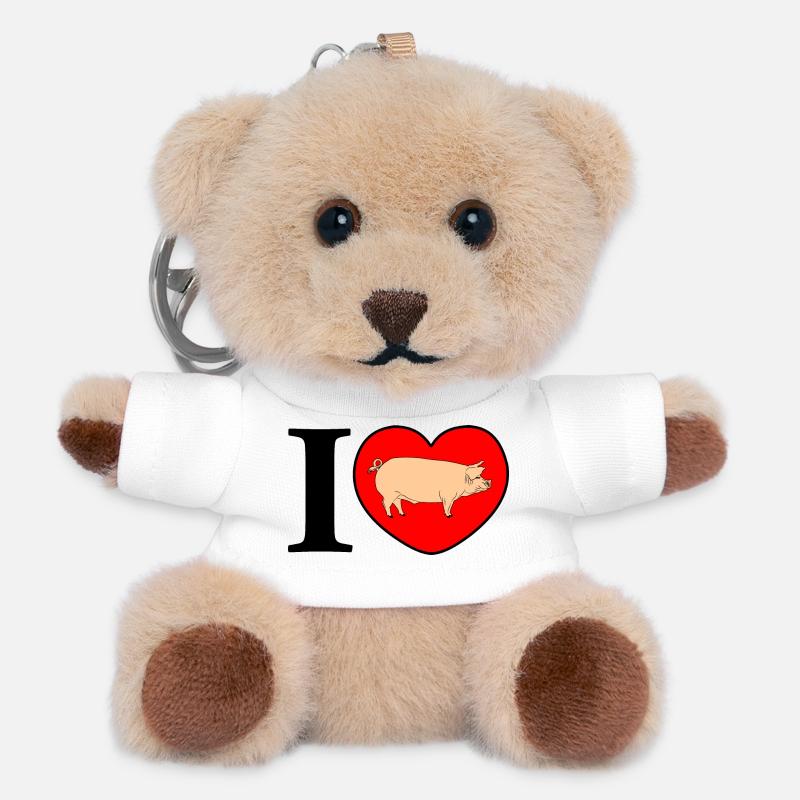 J’aime les cochons - Porte-clés ourson - blanc