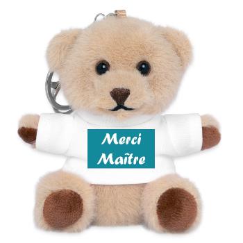 MAÎTRE. MERCI. MERCI MAÎTRE. CADEAU MAÎTRE - Porte-clés ourson - blanc - Devant
