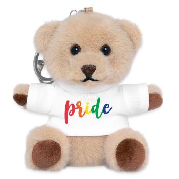 Live With Pride - Teddy Keyring - white - Front