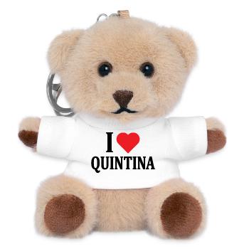 T-Shirt I love Quintina T-Shirt Geschenkidee - Teddy Schlüsselanhänger - Weiß - Vorne