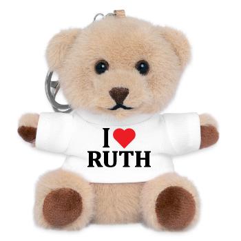 T-Shirt I love Ruth T-Shirt Geschenkidee - Teddy Schlüsselanhänger - Weiß - Vorne